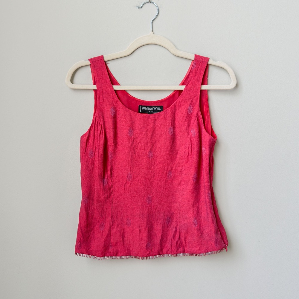 Vintage Whimsigoth Women's Kasper ASL Red Beaded Tassled Tank Top Size 4P